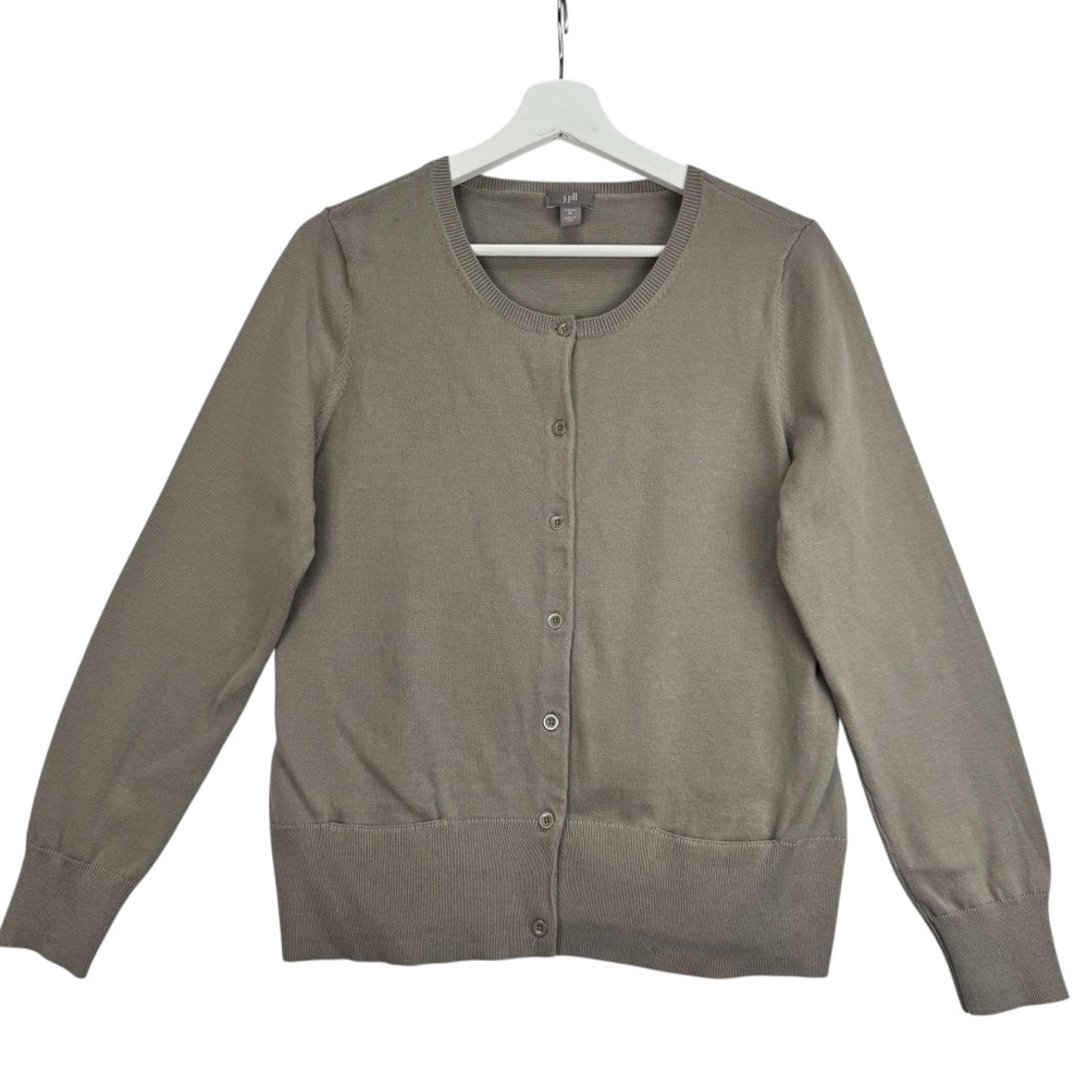 J. Jill Women's Stretch Cardigan Sweater Size Medium Button closure Tan